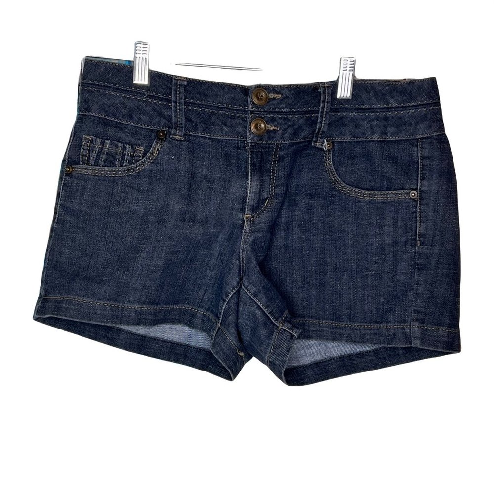 One 5 One shorts denim womens 8 medium wash zip fly pockets cotton blend